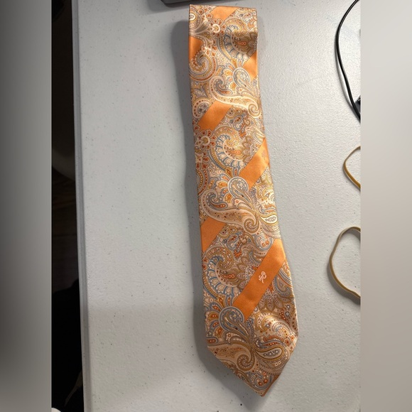 Stefano Ricci Orange and Cream Paisley Tie